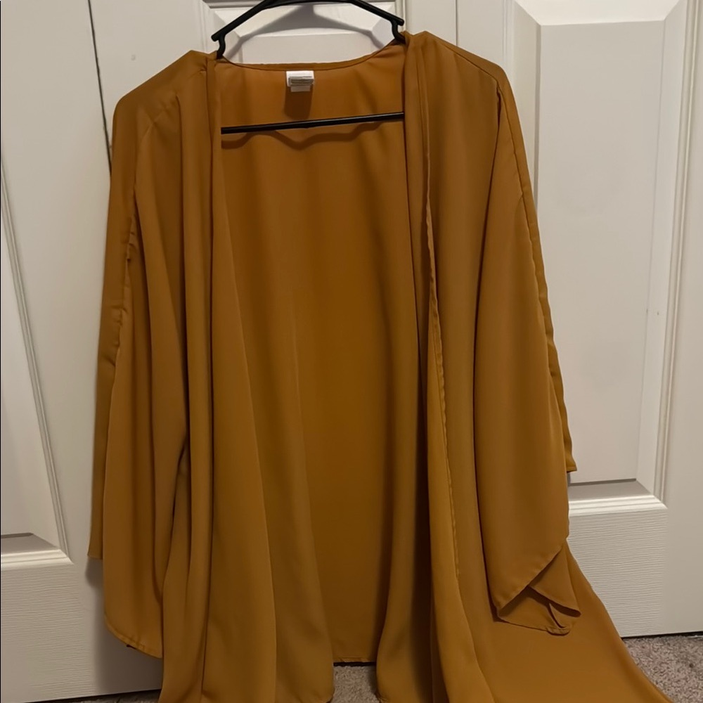 Mustard Yellow Open Front Kimono Cardigan